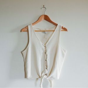 Cream tie-front Madewell tank top
